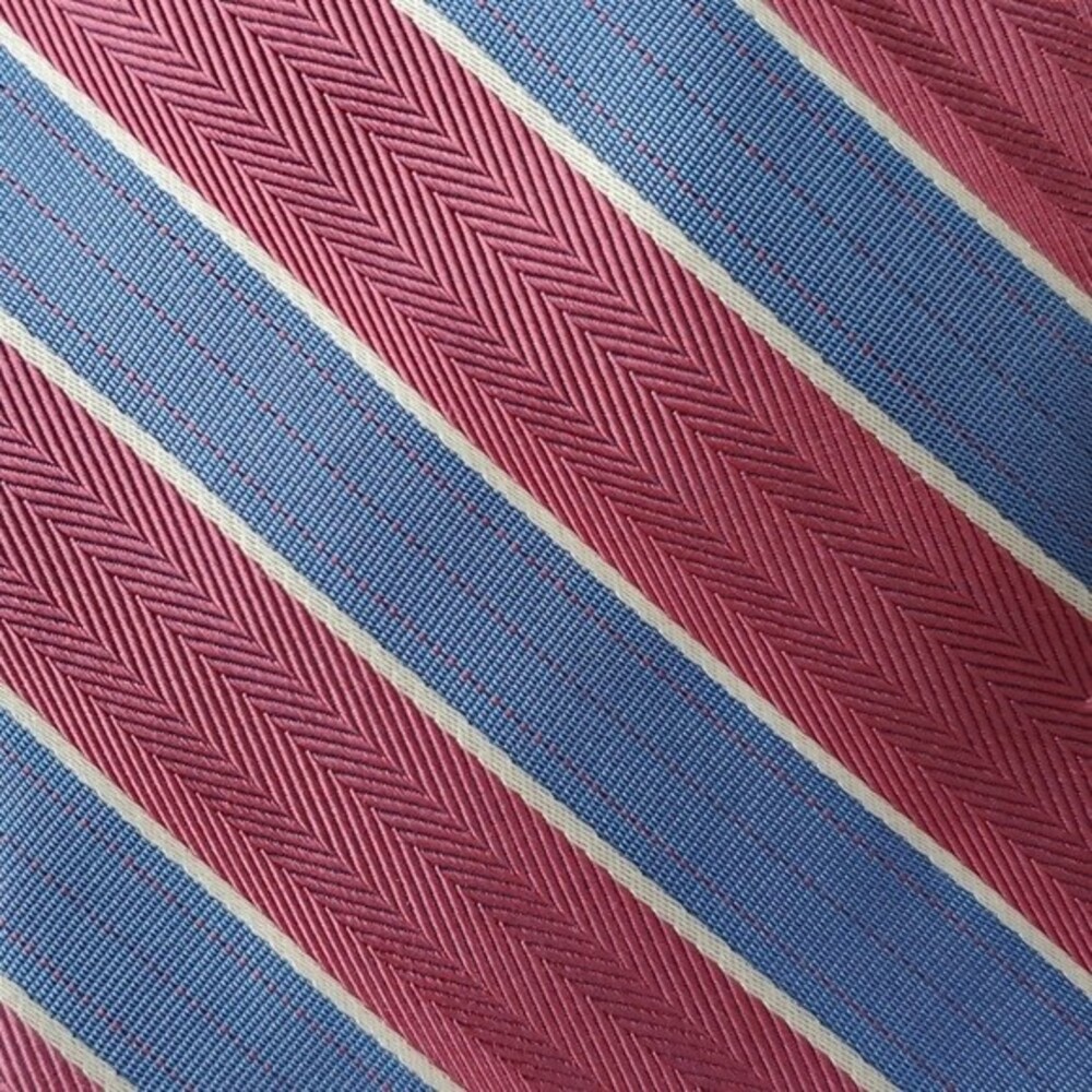 SHORE & SINGER 100% SILK TIE PINK BLUE 3.25